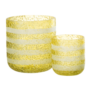 J-Line photophore Lignes - verre - jaune/blanc - large