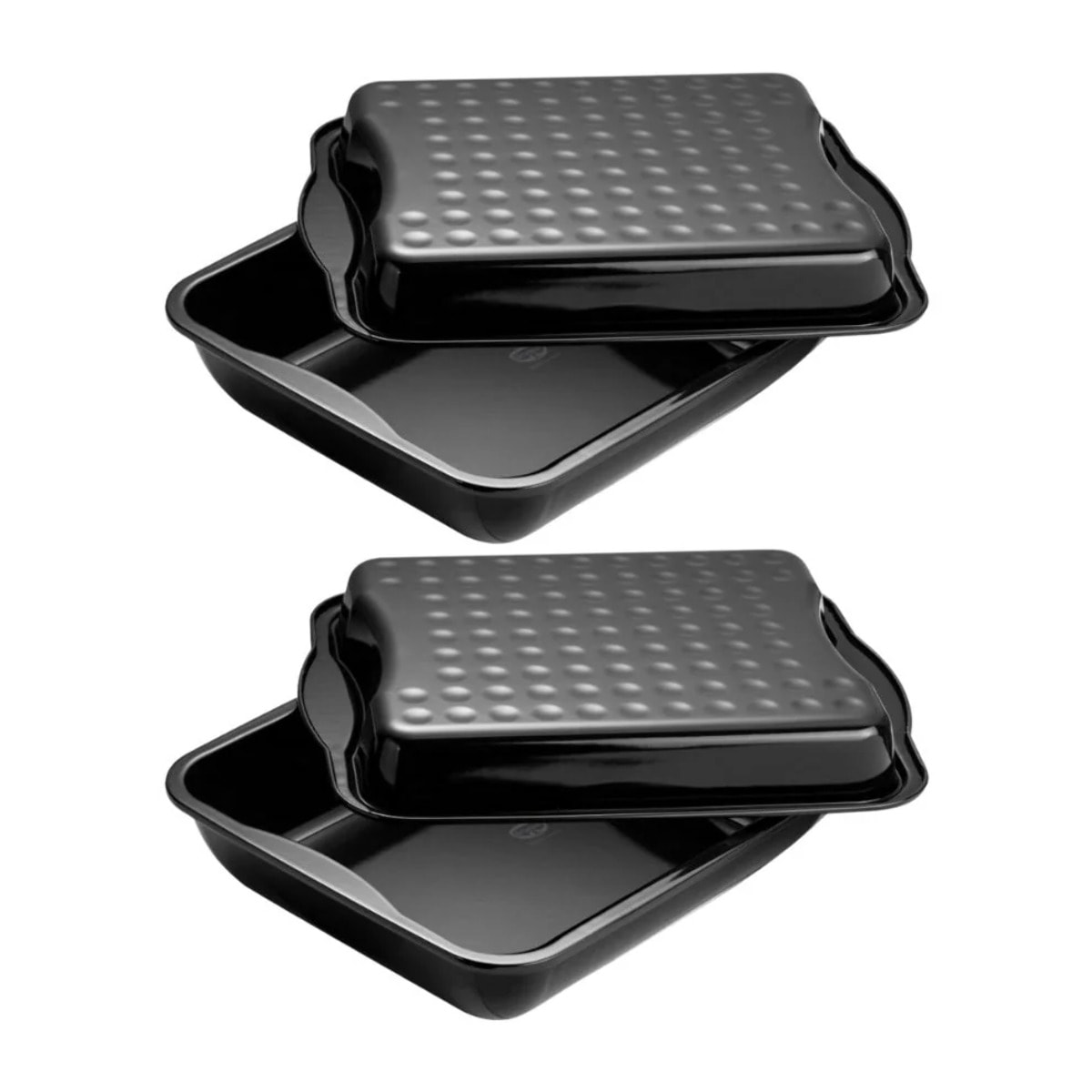 Ensemble de 2 Plats à four avec couvercle en acier émaillé 42 x 34 cm Dr. Oetker Back-Idee Kreativ