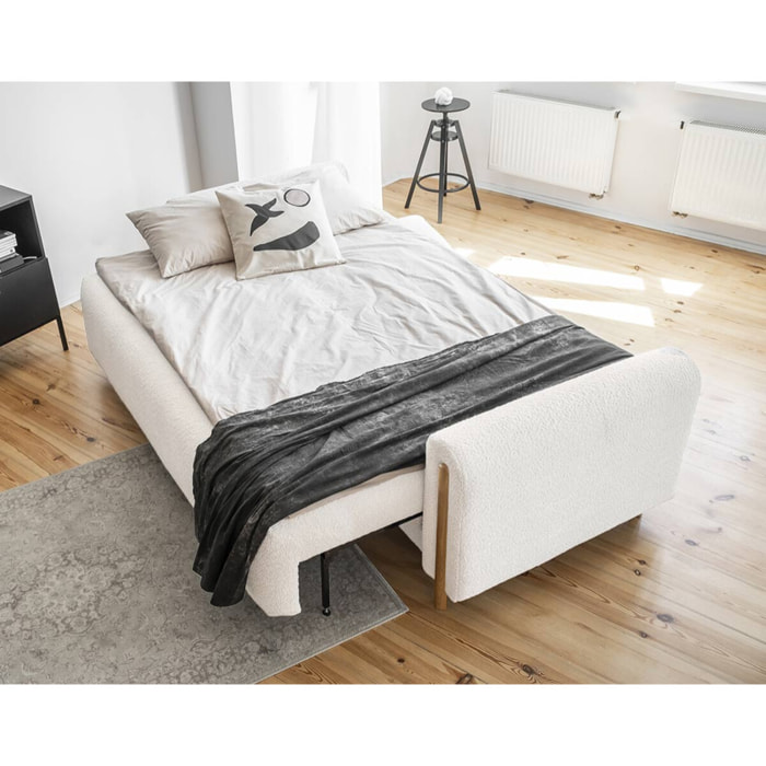 Glendale - canapé droit 3 places - convertible avec coffre - en tissu bouclette - Beige