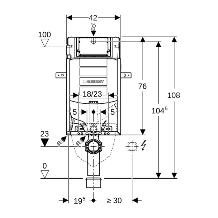 KOMBIFIX Elément de montage pour WC suspendu, 108 cm, réservoir UP320 à encastrer Sigma 12 cm (110.367.00.5)