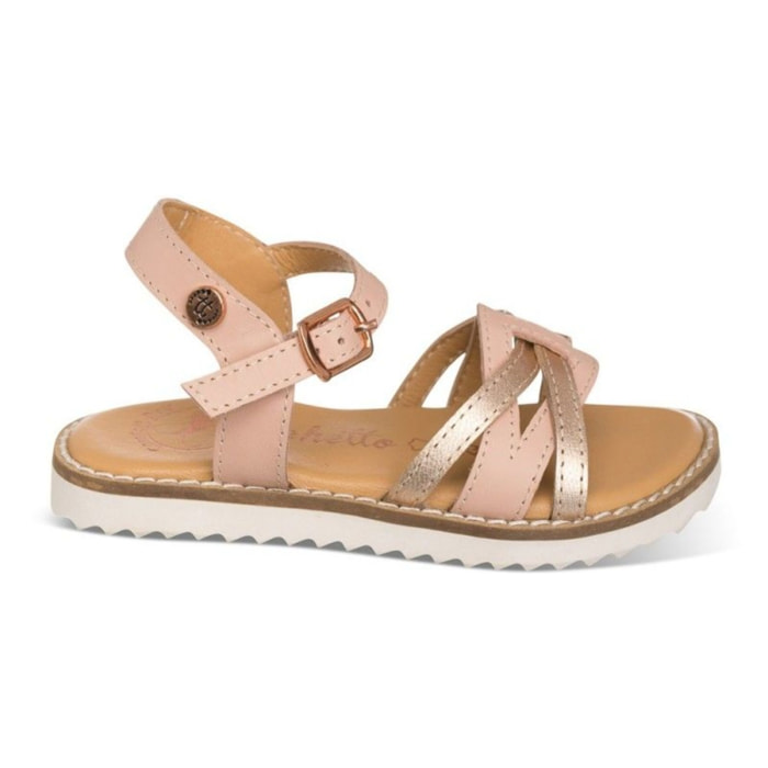 Sandalia oro rosa en piel para NIÑA, con suela moderna y cómoda