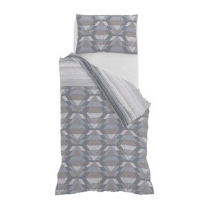 PARURE COPRIPIUMINO ATHENA, 100% Cotone, Made in Italy - BELEK GRIGIO