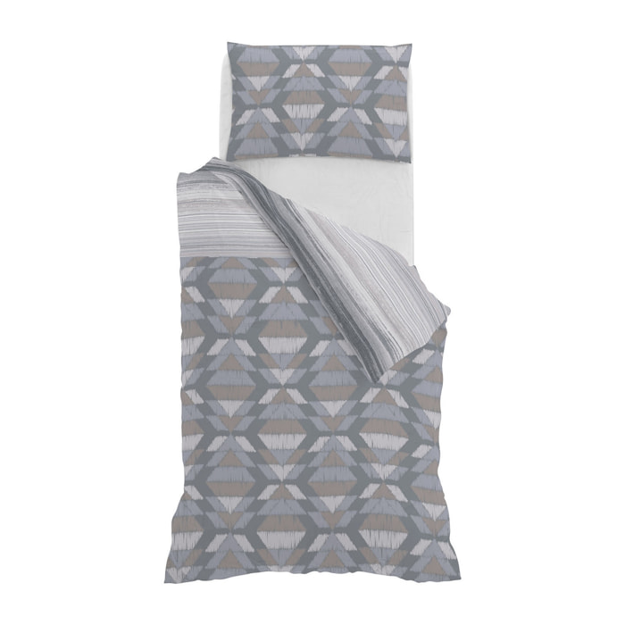 PARURE COPRIPIUMINO ATHENA, 100% Cotone, Made in Italy - BELEK GRIGIO