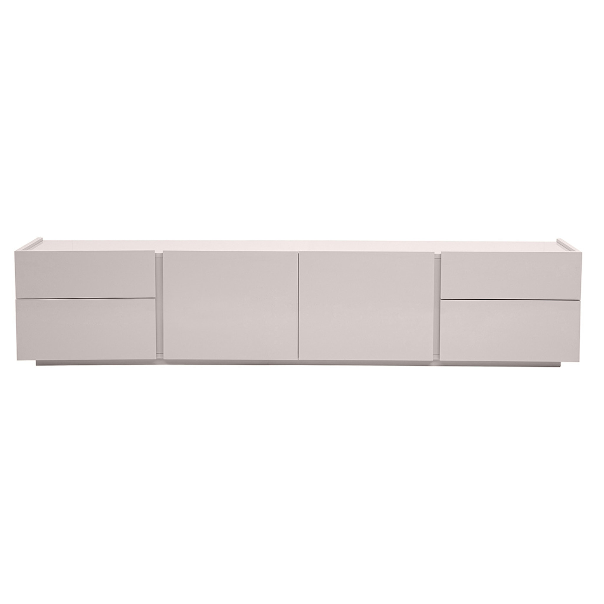 Meuble TV design beige laqué brillant avec rangements L200 cm ISAURE