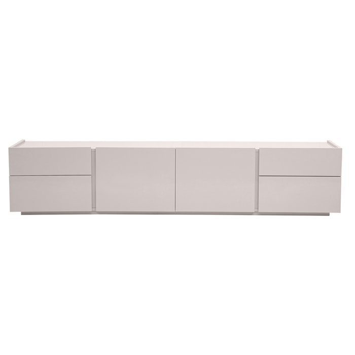 Meuble TV design beige laqué brillant avec rangements L200 cm ISAURE