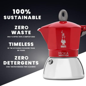 Cafetière italienne BIALETTI dont induction Moka Rouge - capacité 6 tasses