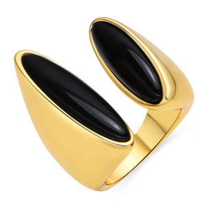Anillo con Resina Negra acabado oro 18k