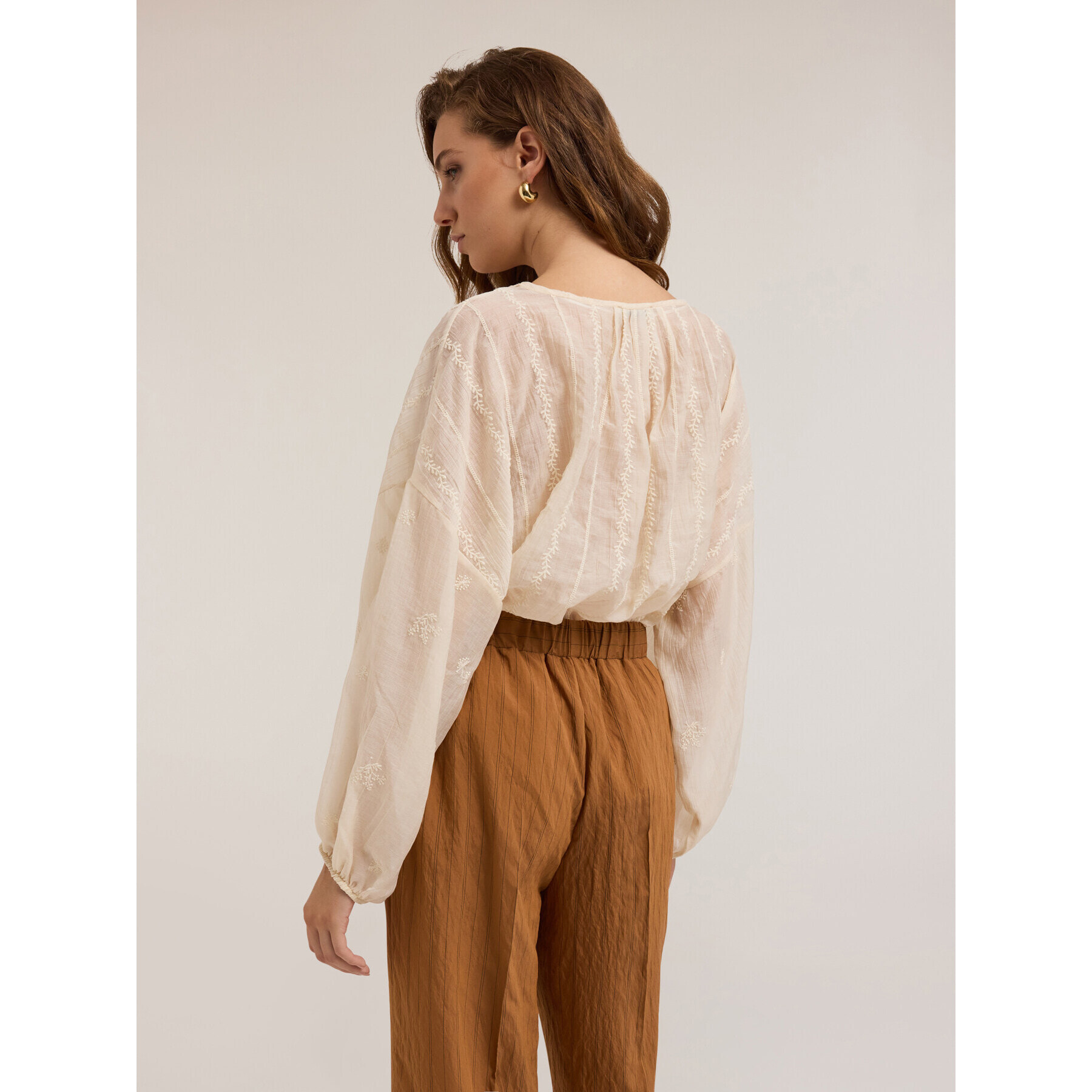 Motivi - Blusa in mussola ricamata - Bianco