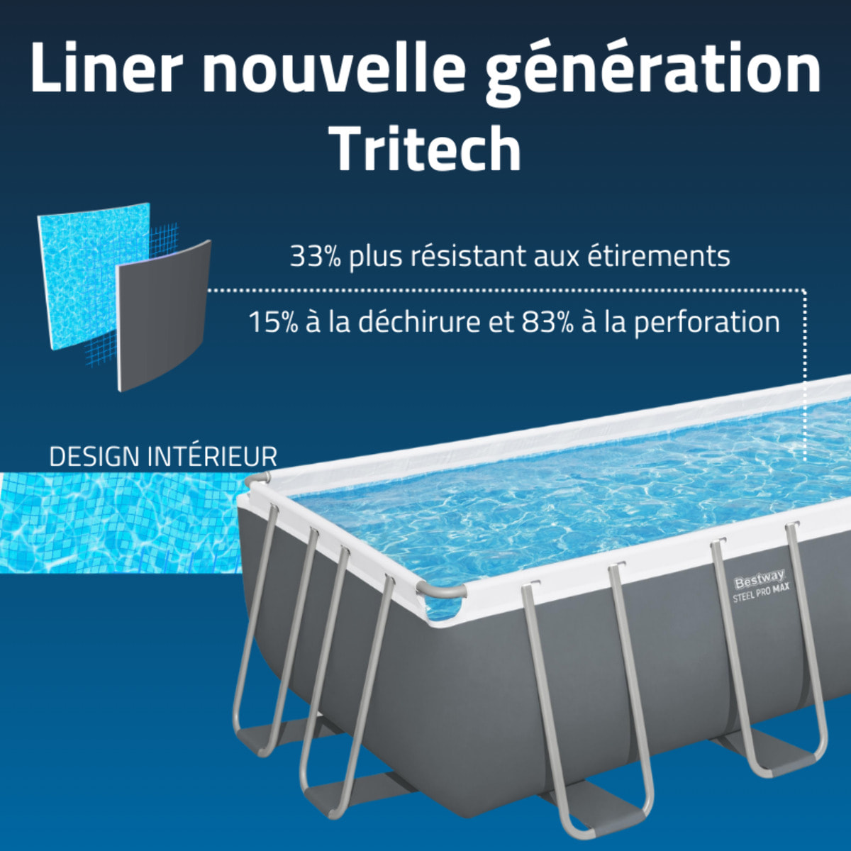 Bestway Piscine hors sol tubulaire rectangulaire Bestway Steel Pro Max 488 x 244 x 122 cm gris