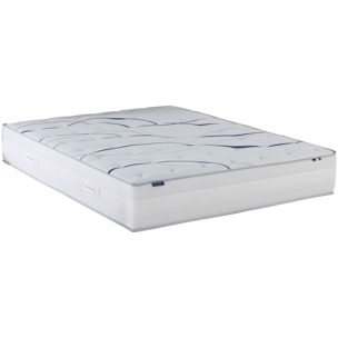 Ensemble matelas mémoire de forme ALTEA avec sommier, chenille bouclettes crème