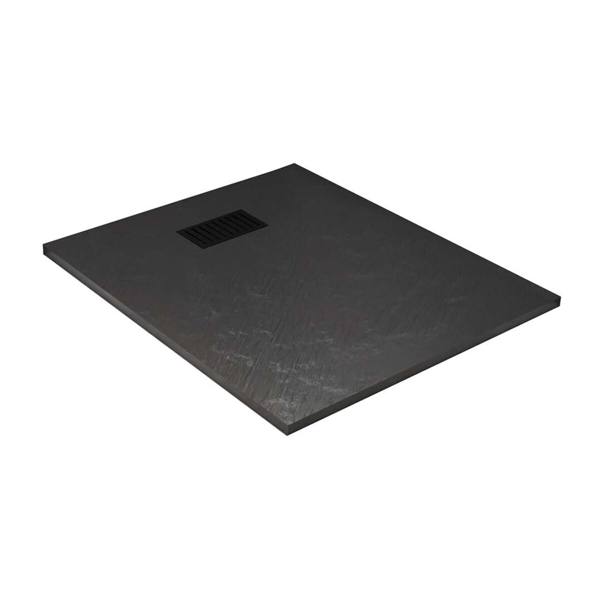 Receveur de douche Noir Effet Pierre 80x100 cm et Grille décor Linéaire Noire Mate