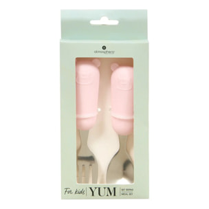 Set couverts cuillère et fourchette Yum l.16,5cm rose