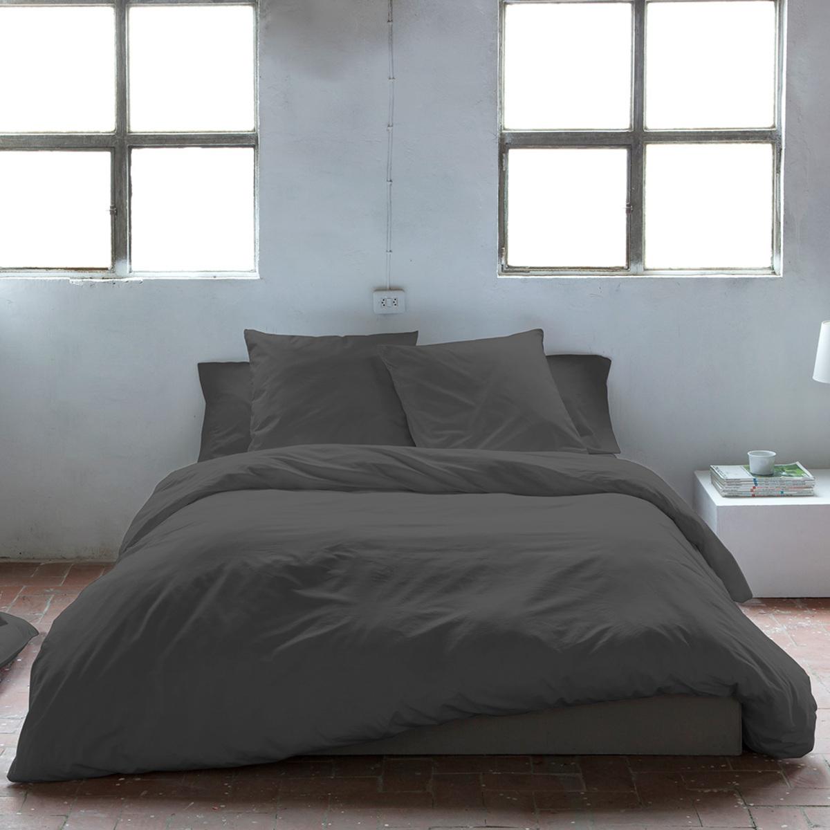 Housse de couette PURE en coton percale - anthracite - vendue seule