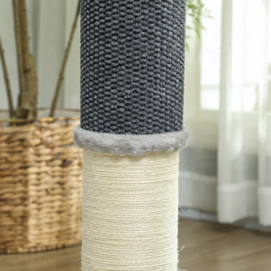 Poste Rascador para Gatos 85 cm Arañador para Gatos con Poste de Sisal Cepillo de Auto Acicalado y Bola de Juguete Gris y Crema