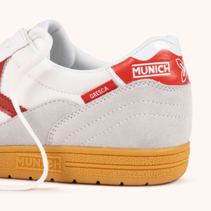 MUNICH GRESCA XLS 326 Zapatilla Deportiva de Piel y Nylon en Blanco y Rojo