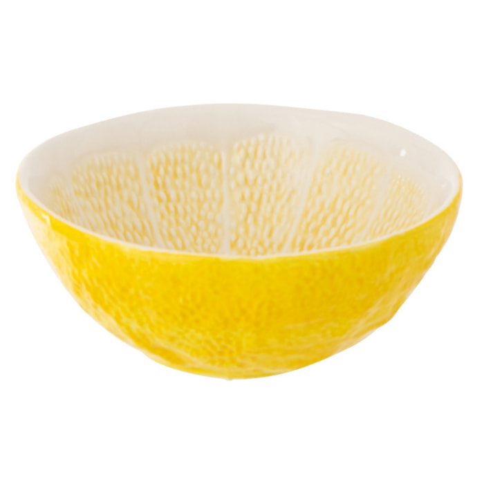 J-Line Bol Citron Dolomite - céramique - jaune clair/blanc - 2 pièces