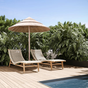 Transat en bois de teck et jacinthe d'eau synthétique - Bruna