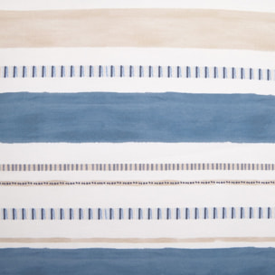 Funda de almohada de algodón 180 hilos rayas Drea color azul 100% Algodón percal