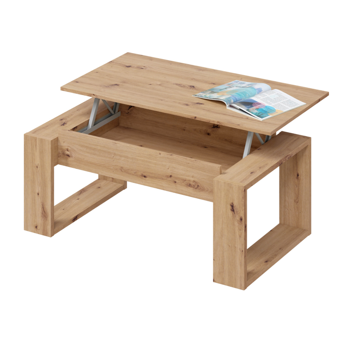Mesa Centro Elevable 45x105x55 Cm Roble Nodi