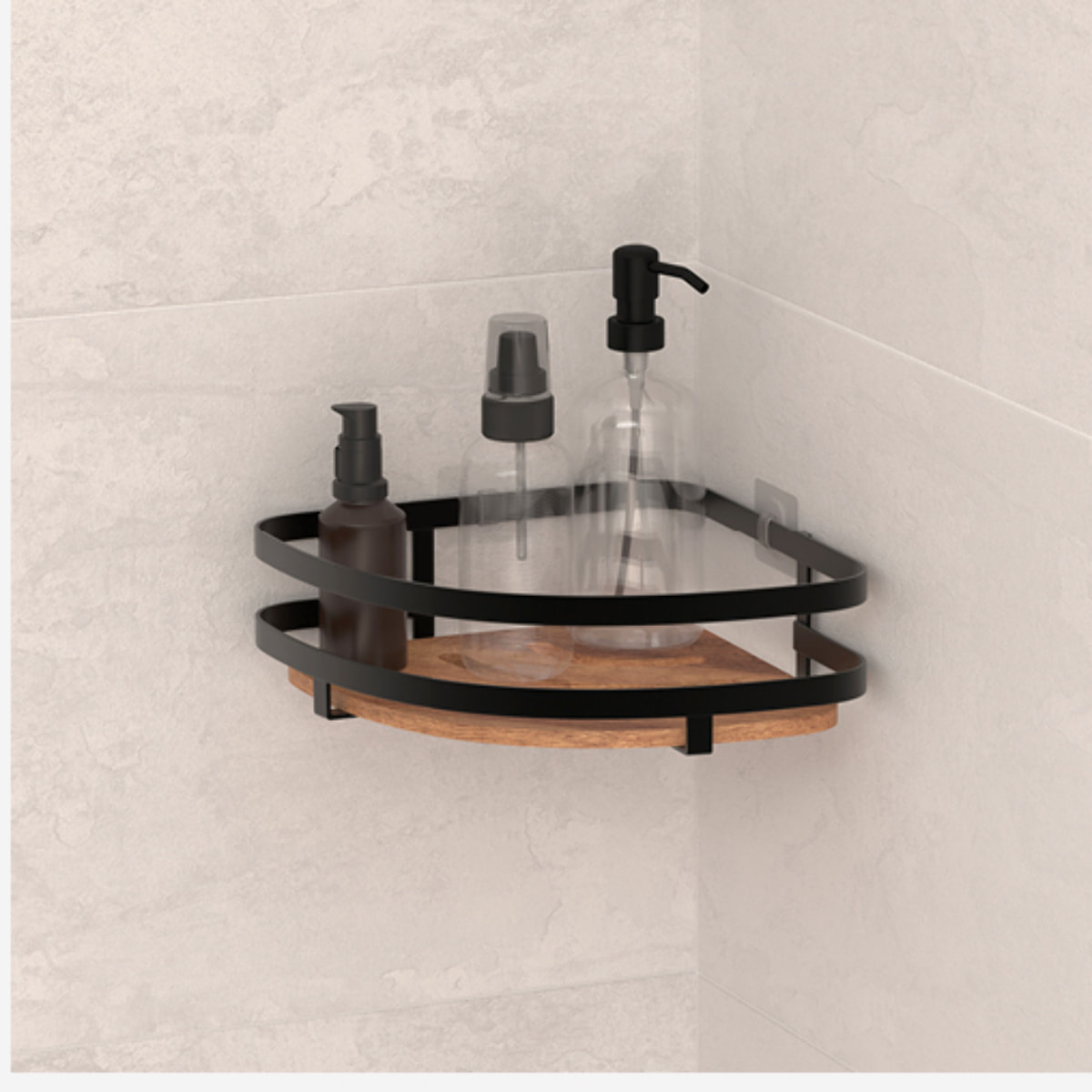 Étagère de douche d'angle "Blackacia" en acacia