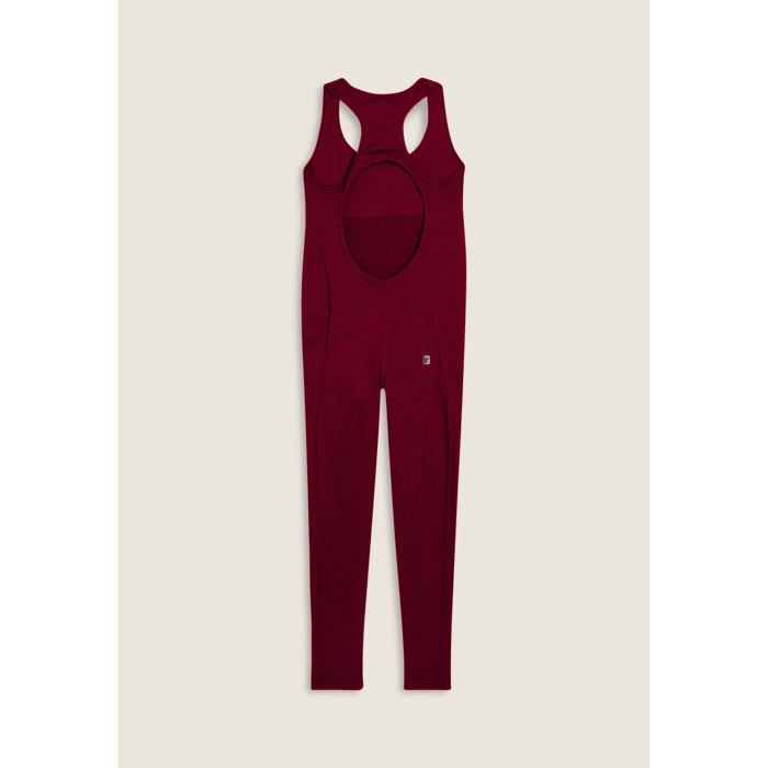 Tuta jumpsuit seamless con schiena scoperta e cuciture shaping