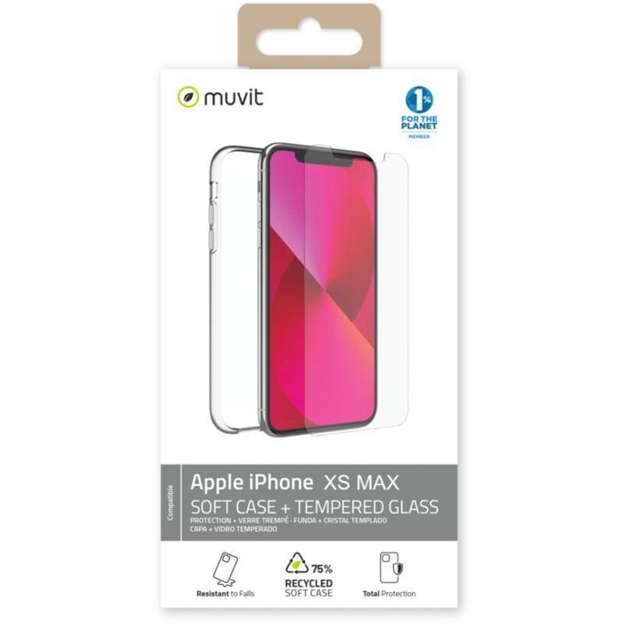 Pack MUVIT iPhone XS MAX coque recycle + verre tre