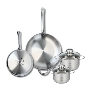 Ensemble de 2 Poêles de cuisson 24 et 32 cm et 2 faitouts 14 et 16 cm Elo Profi Brillant