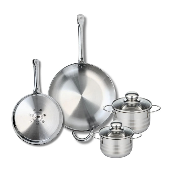 Ensemble de 2 Poêles de cuisson 24 et 32 cm et 2 faitouts 14 et 16 cm Elo Profi Brillant