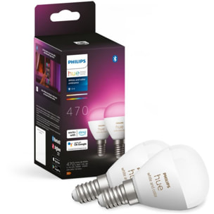 Ampoule LED connectée PHILIPS HUE W&C E14 Luster x2 5.1W