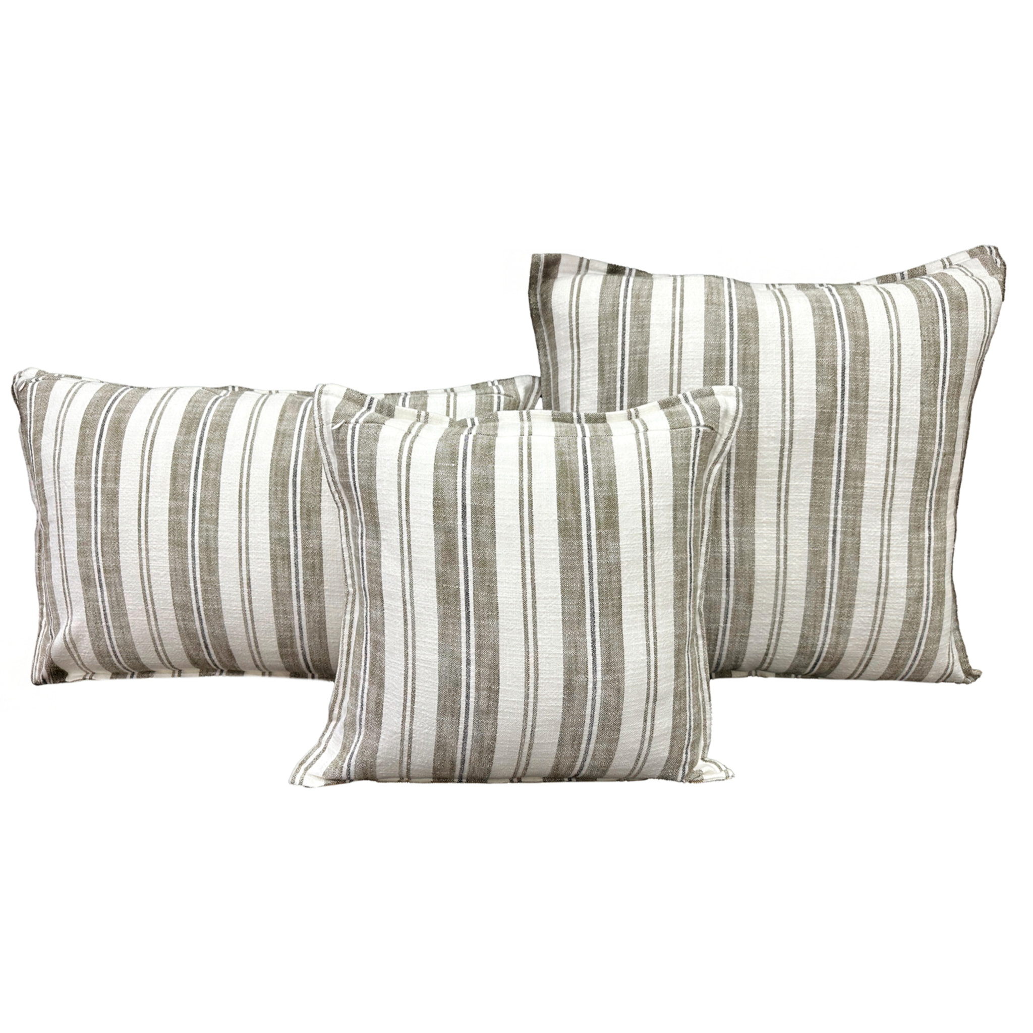 Housse de coussin  recto-verso 100% coton rayures tapissier LOURMARIN - Jaune Ocre
