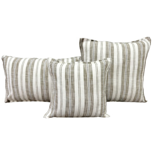 Housse de coussin  recto-verso 100% coton rayures tapissier LOURMARIN - Jaune Ocre
