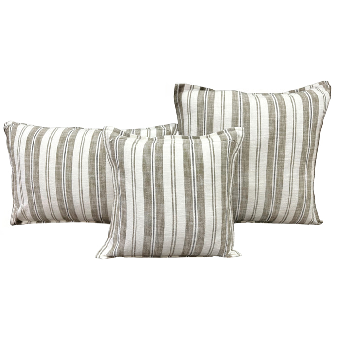 Housse de coussin  recto-verso 100% coton rayures tapissier LOURMARIN - Jaune Ocre