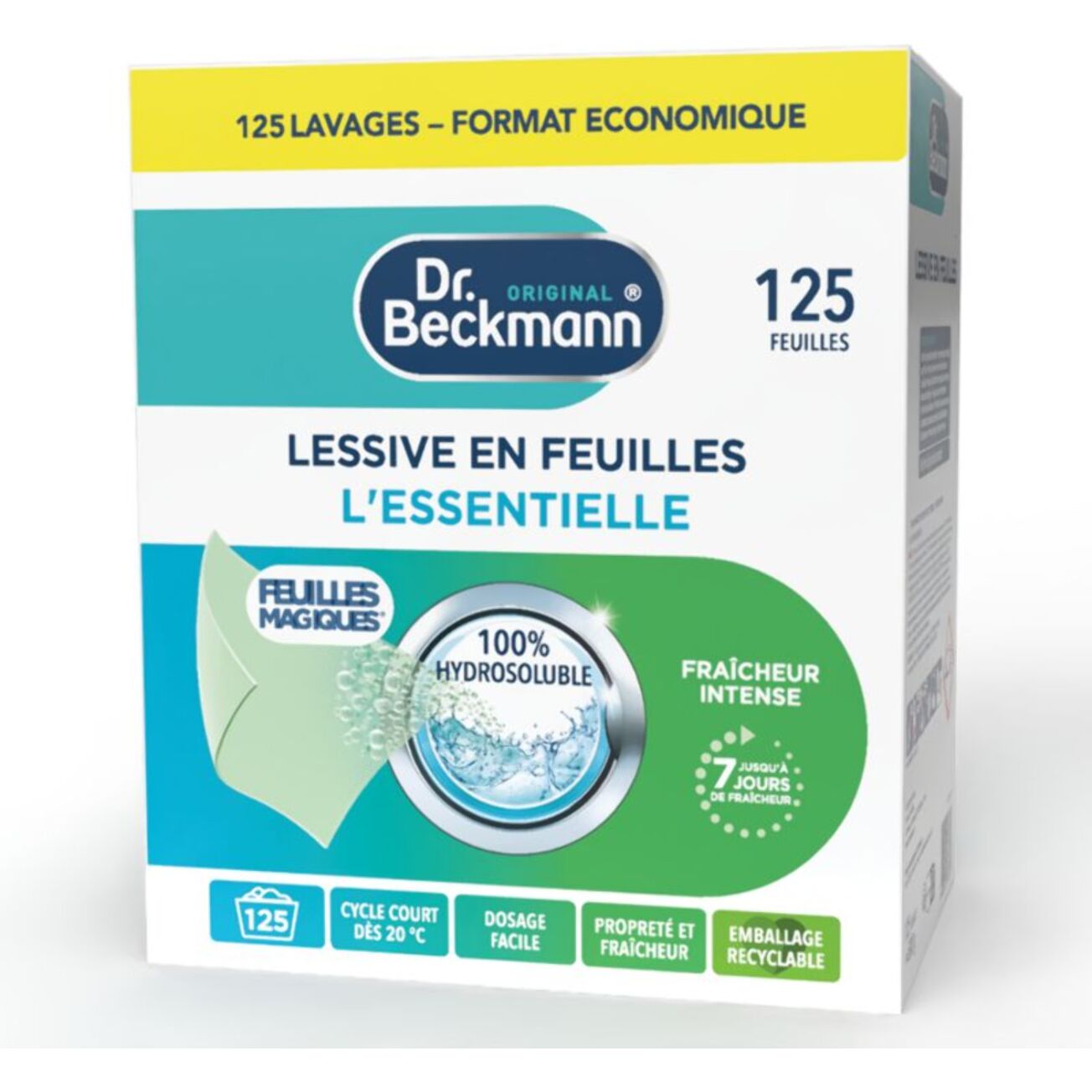 Lessive DR BECKMANN en feuilles L'Essentielle x125 lavages