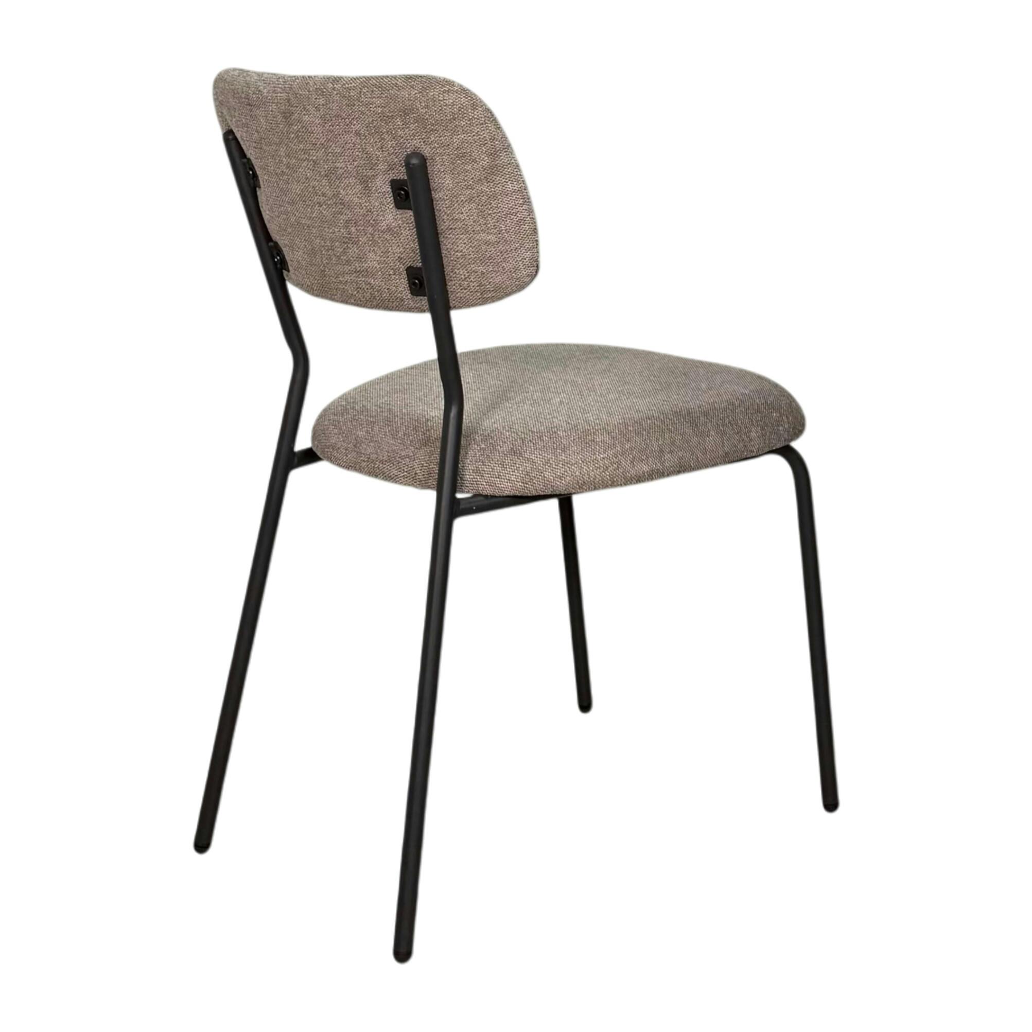 Chaise tissu brun taupe style écolier (lot de 2) MALANG