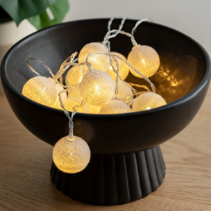 Guirlande LED à pile 16 boules - blanc - L255 cm