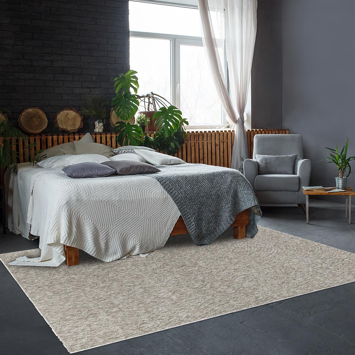 Tapis salon et chambre tissé motif uni MASU
