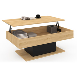 Table basse Tania relevable bois et noir