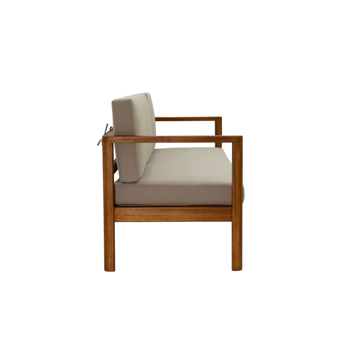 Canapé de jardin 3 places en bois massif et coussins déhoussables taupe L190 cm AKIS