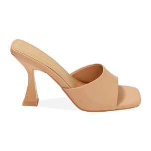 Mules nude, tacón de 9,5 cm