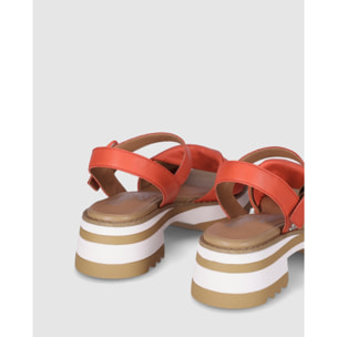 Sandalias de Piel - Rojo - Tacón: 4 cm