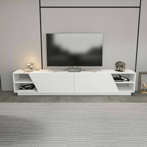 Mobile porta TV Dpazienz, Credenza da soggiorno, Armadio basso per TV, Base parete attrezzata, 240x37h47 cm, Bianco