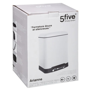 Poubelle à pédale métal 6L "Ariane" blanc