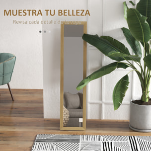 Espejo de Cuerpo Entero 37x155 cm Espejo de Pie Espejo de Pared Forma Rectangular con Marco de Madera Decorativo para Salón Dormitorio Pasillo Roble