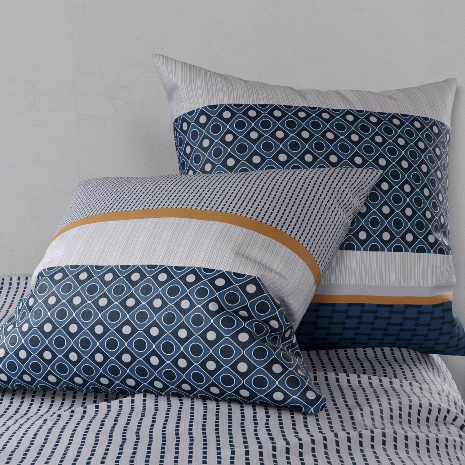 Parure housse de couette imprimé 100% coton - zante - jaune