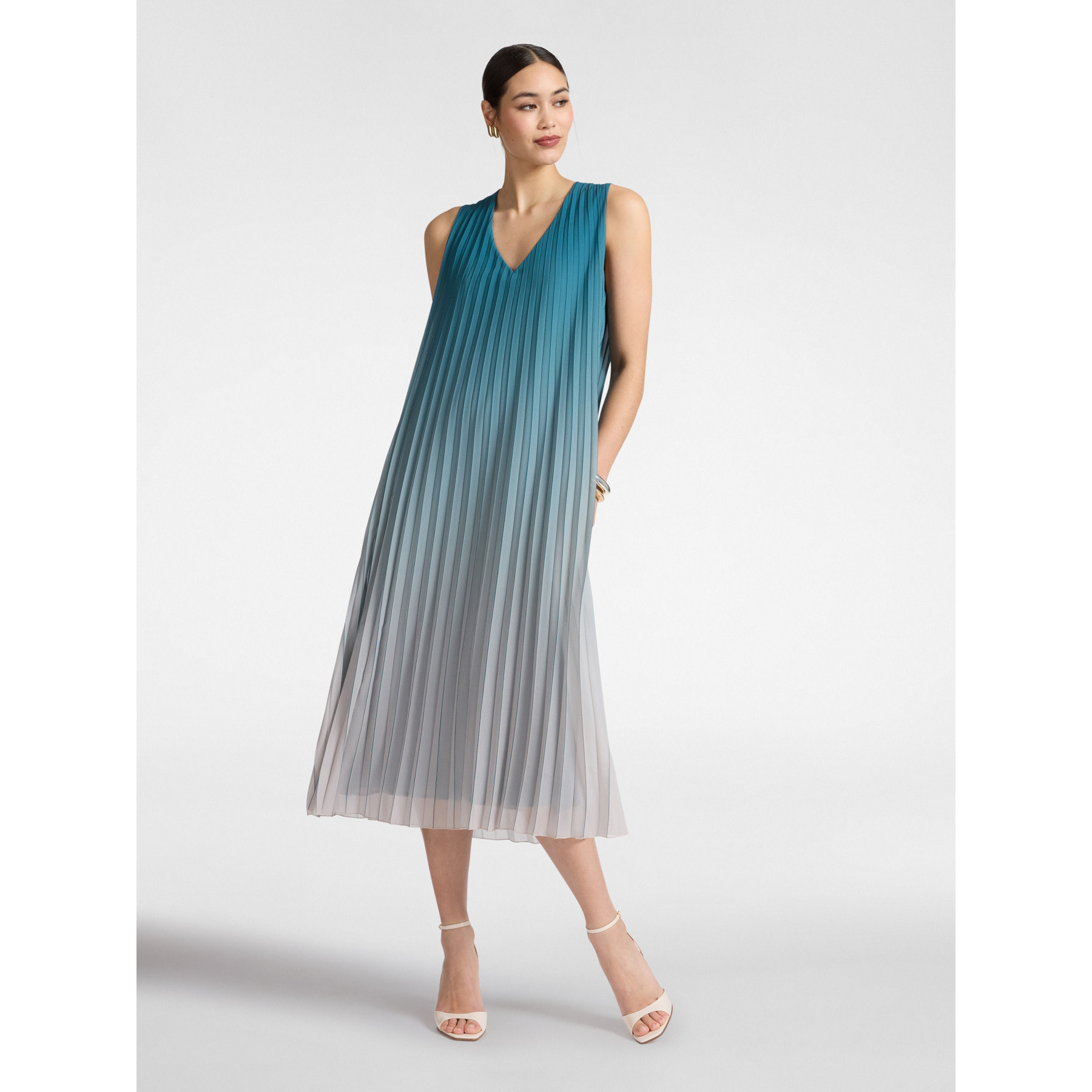 Elena Mirò - Vestito lungo plissé - Verde acqua