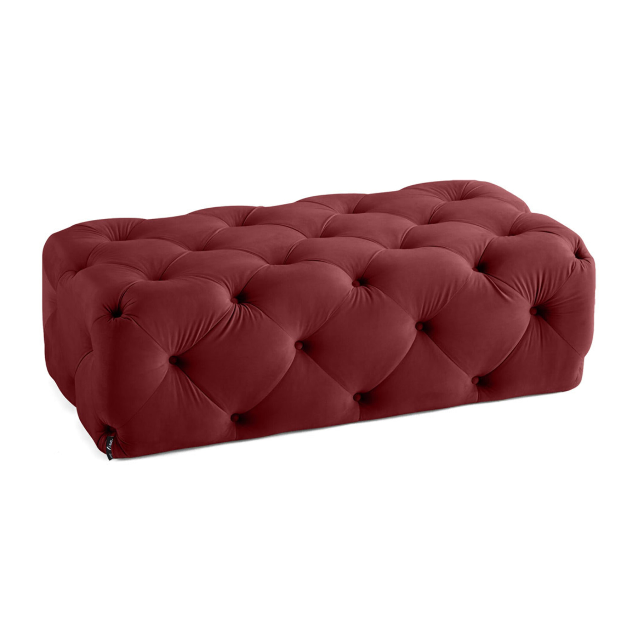 Gallata - pouf Chesterfield - en velours - Rouge