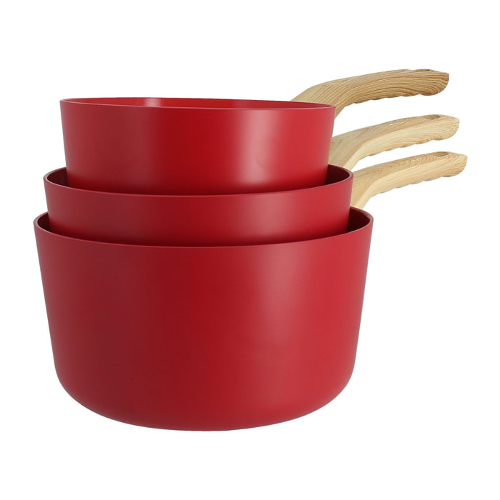 Set de 3 casseroles en aluminium rouge -  compatible induction MAGENTA