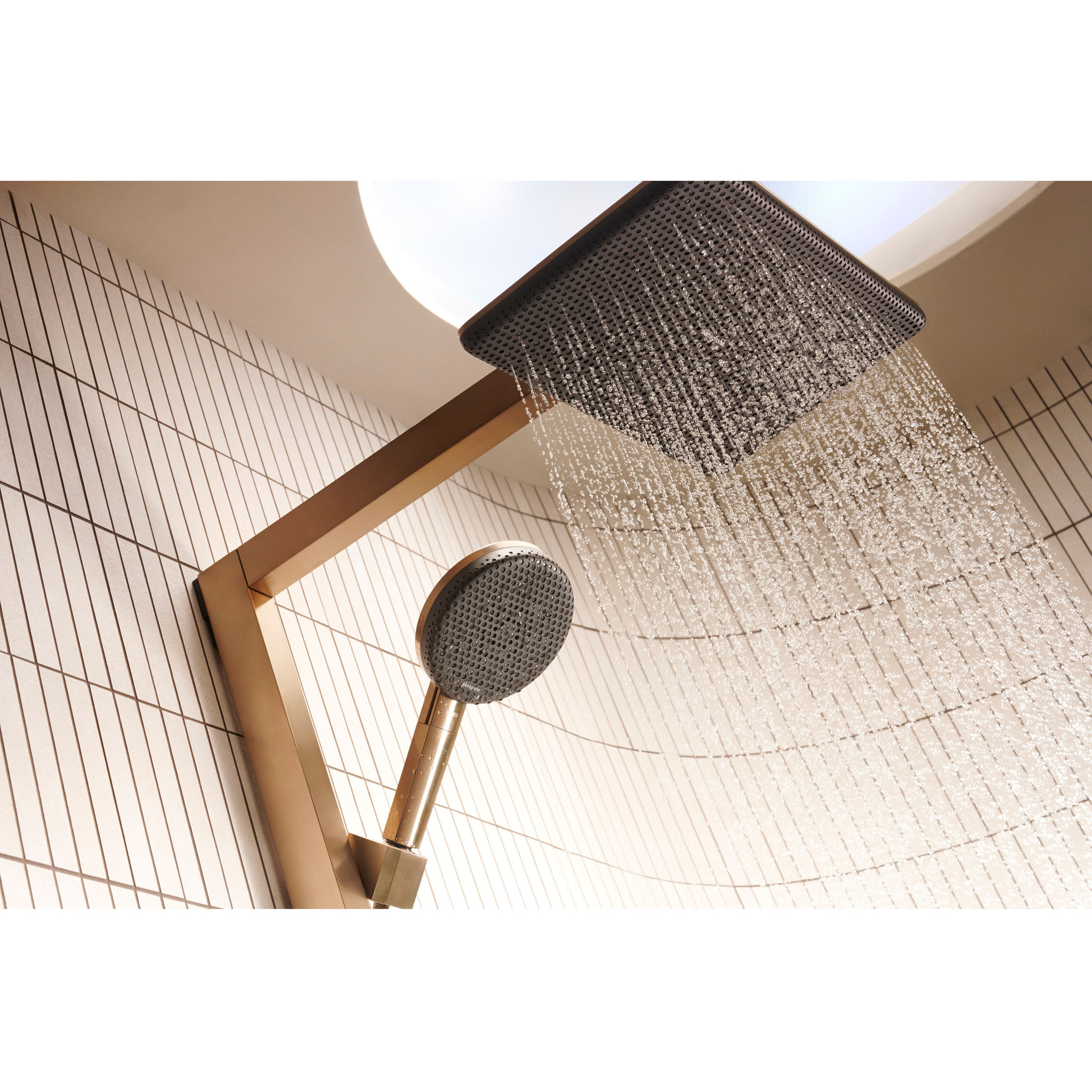 Colonne de douche Raindance Alive Q 2 jets avec thermostatique ShowerSelect Comfort, bronze brossé