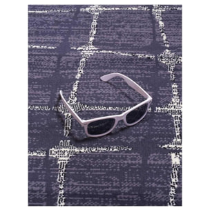 Petit tapis d'entrée motif géométrique déformé gris et beige