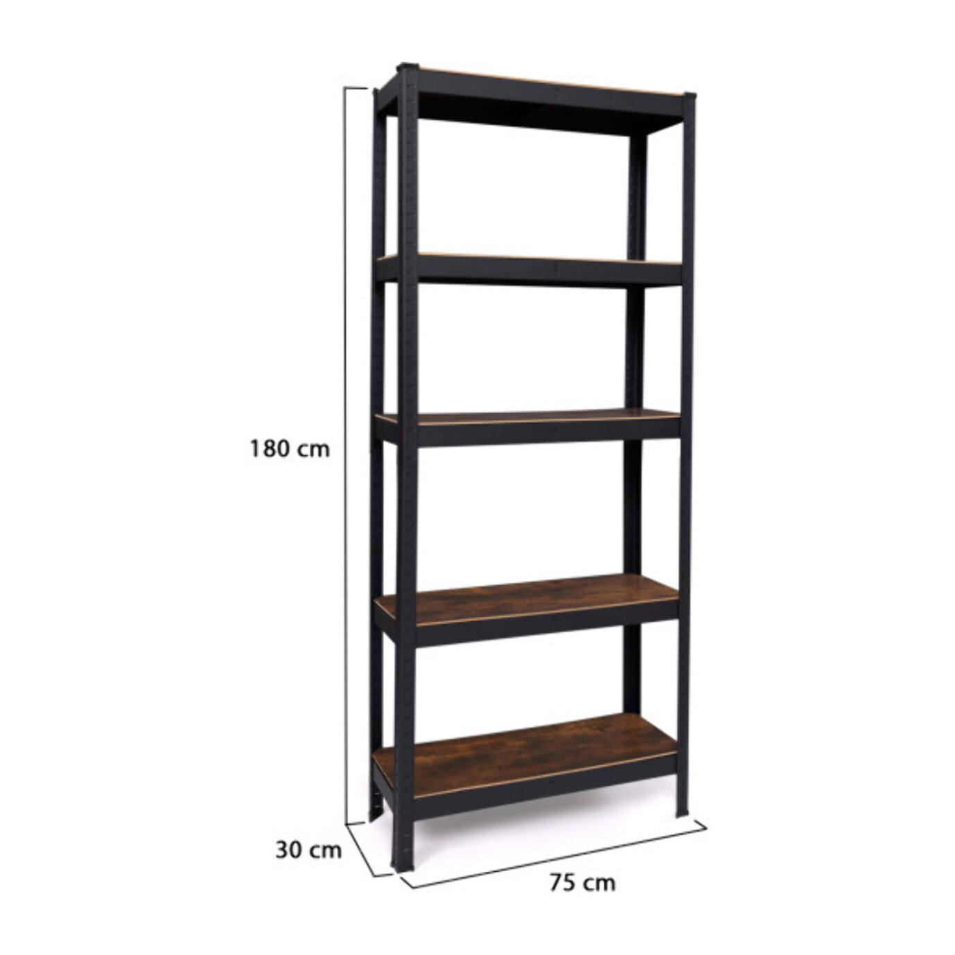 Etagère charge lourde 180cm - Bois aspect vieilli / Noir